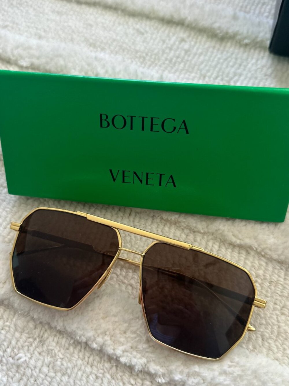 Bottega Veneta Gold Aviator Sunglasses